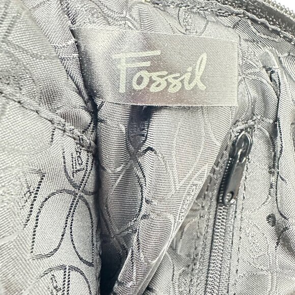 Vintage Fossil Black Pebbled Leather Handbag Satchel Purse - Picture 7 of 15